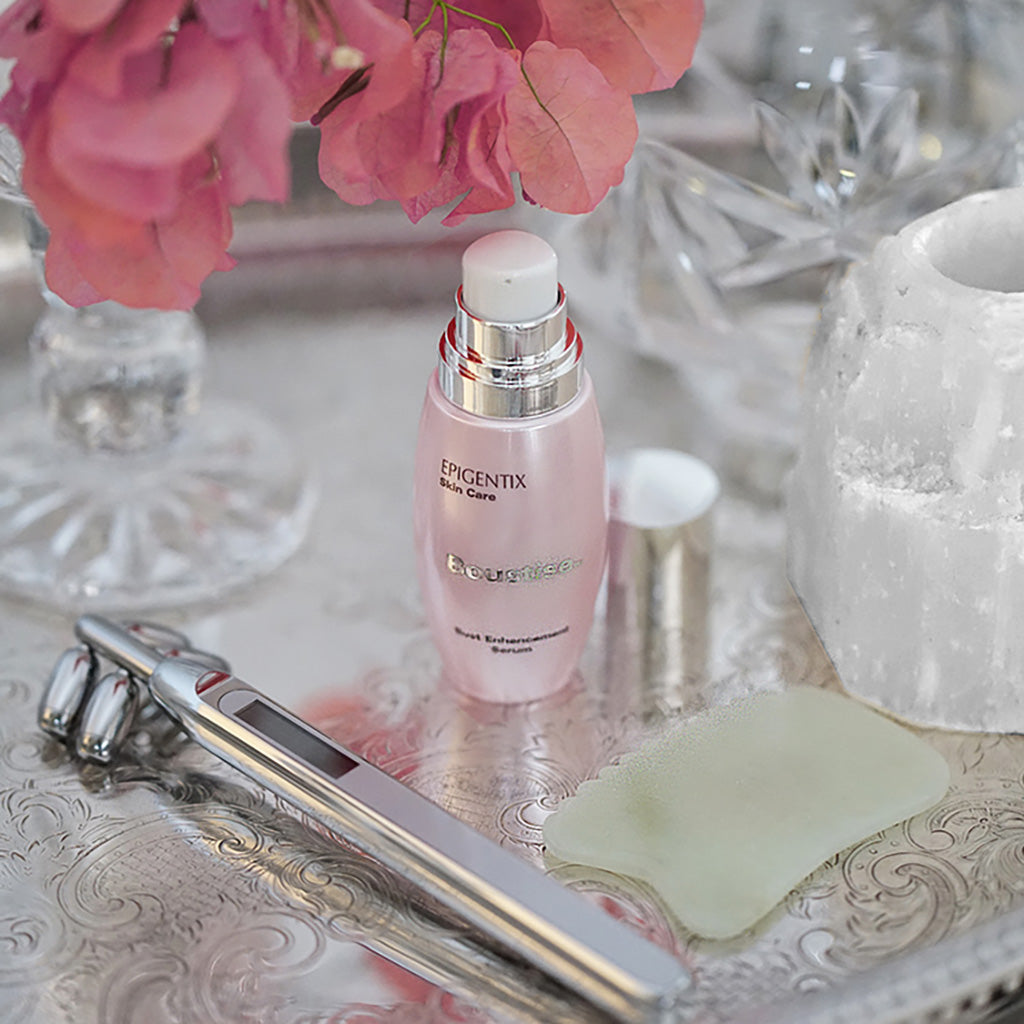 Boustise Bust Enlargement Serum Cream Product with Gua Sha and Beauty Roller